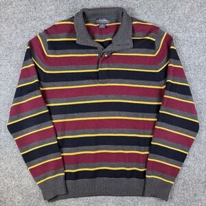 Brooks Brothers Polo Sweater Mens M Rugby Striped 100% Merino Wool Knit